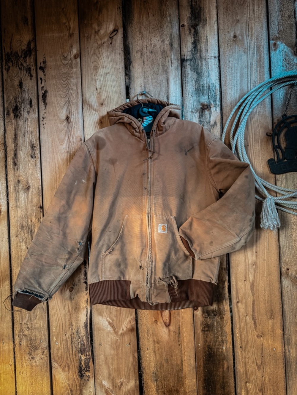 Carhartt Brown Hooded Canvas Work Jacket